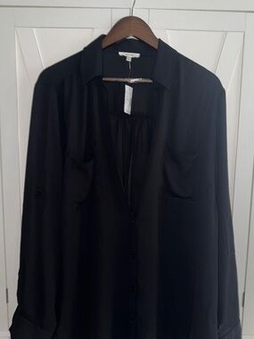 Black Sheer Button-Up Blouse Maurice’s size 2X